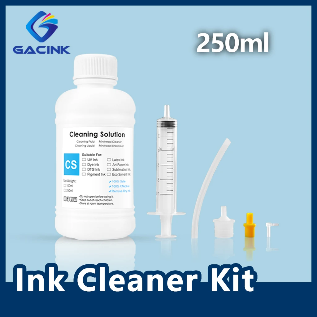 250ML Cleaning Solution Liquid For DTG DTF Dye Pigment Sublimation Eco-Solvent Ink Printhead Clean For Epson/HP/Canon/Brother