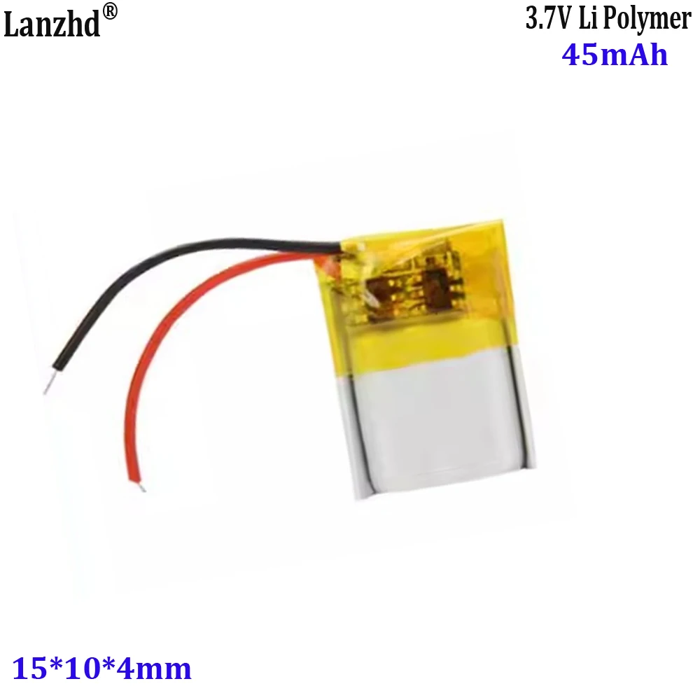 3.7V Polymer Battery 401015 45mAh for Bluetooth Headphones Micro Devices Rechargeable Batteries 15*10*4mm