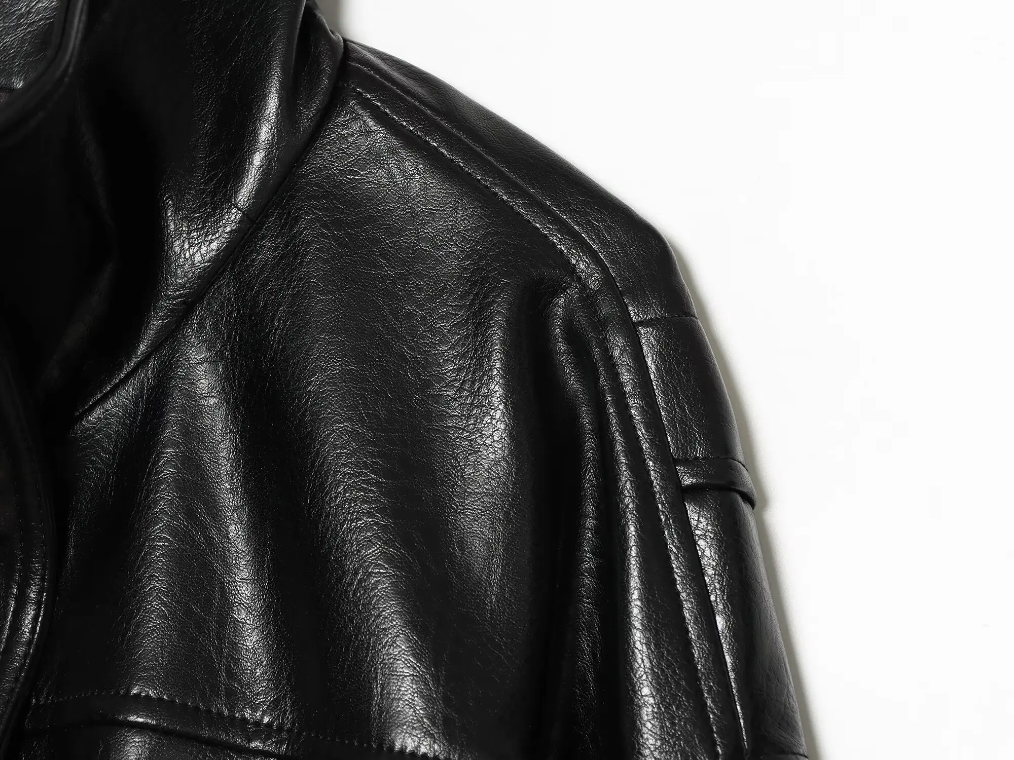 BSAY Damen Neue Kunstleder-Bomberjacke mit Stehkragen, Lose Geschnittene Oberbekleidung, Outdoor-Pendlerstil, Herbst-Winter-Freizeitjacke – Detail 6