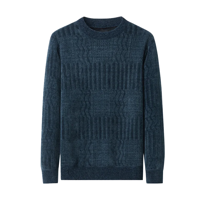 

Chenier Men's Winter Round Neck Fleece Thick Solid Color Base Top Warm Knit Sweater Men's