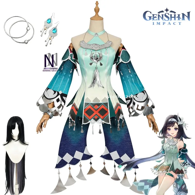 Juego Genshin Impact Lan Yan disfraz de Cosplay Anime nuevo vestido de piel con peluca para mujer fiesta de Halloween Cosplay ropa ComicCon
