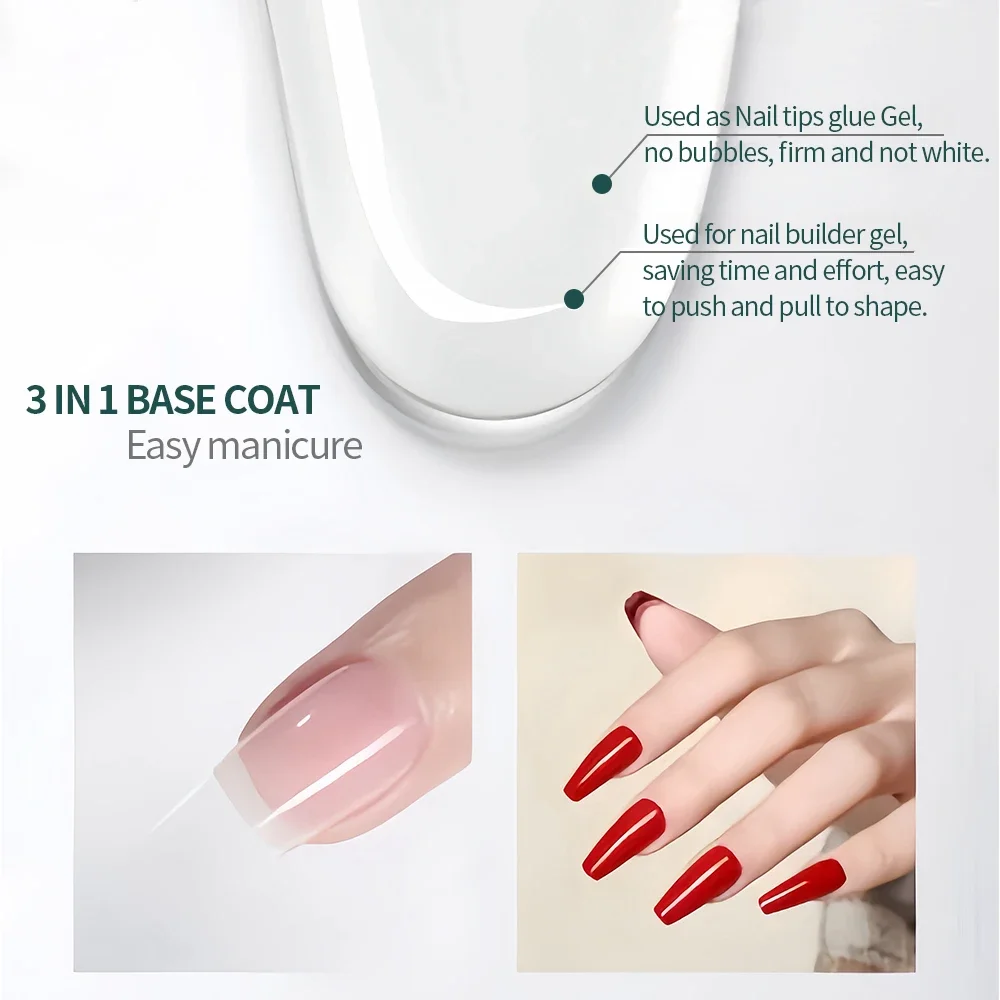 NAILPOP 3-In-1 Base Coat 7ml No Wipe Matte & Shiny Top Coat Gel Polish for Starters Soak Off UV Nail Gel DIY Home Nail Salon