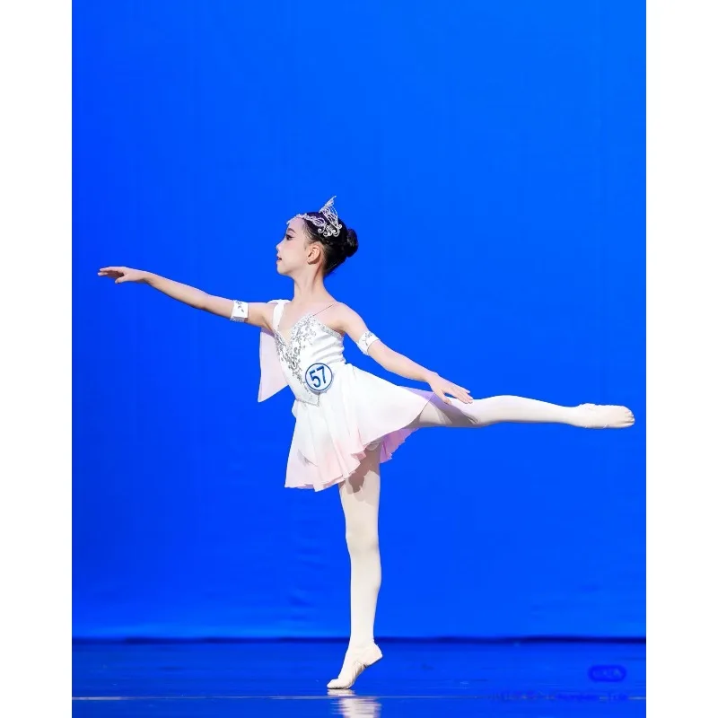 큐피드 발레 드레스, 할더 지코이드 아동 공연 드레스, 짧은 치마, 전문 맞춤형 대회 드레스