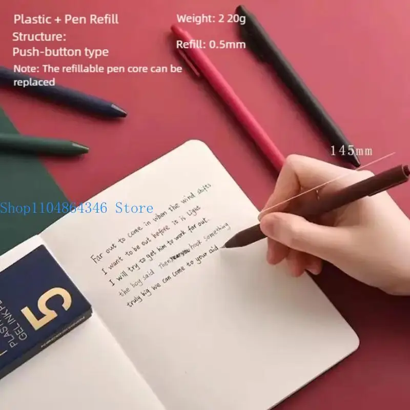 5asd 5PCS Retractable Gel Pen 0.5MM Tip Black Inks for Writing Journaling Note Taking