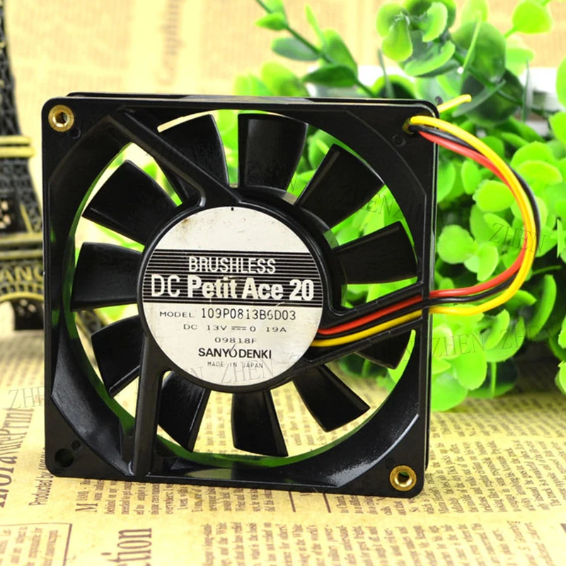 S New 109P0813B6D03 8CM 13V 0.19A 8020 three-line cooling fan For Sanyo