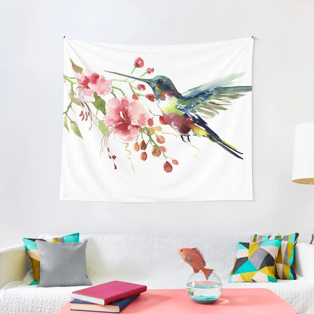 

Hummingbird and Flowers Tapestry Aesthetic Room Decor Korean Decoration For Bedroom Tapete For The Wall Tapestry