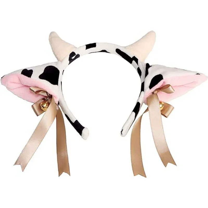 Cartoon Plüsch Kuh Ohren Horn Stirnband mit kleinen Glocken Band Schleife Anime Lolita Haar Hoop Kawaii Tier Party Cosplay Kostüm Mädchen