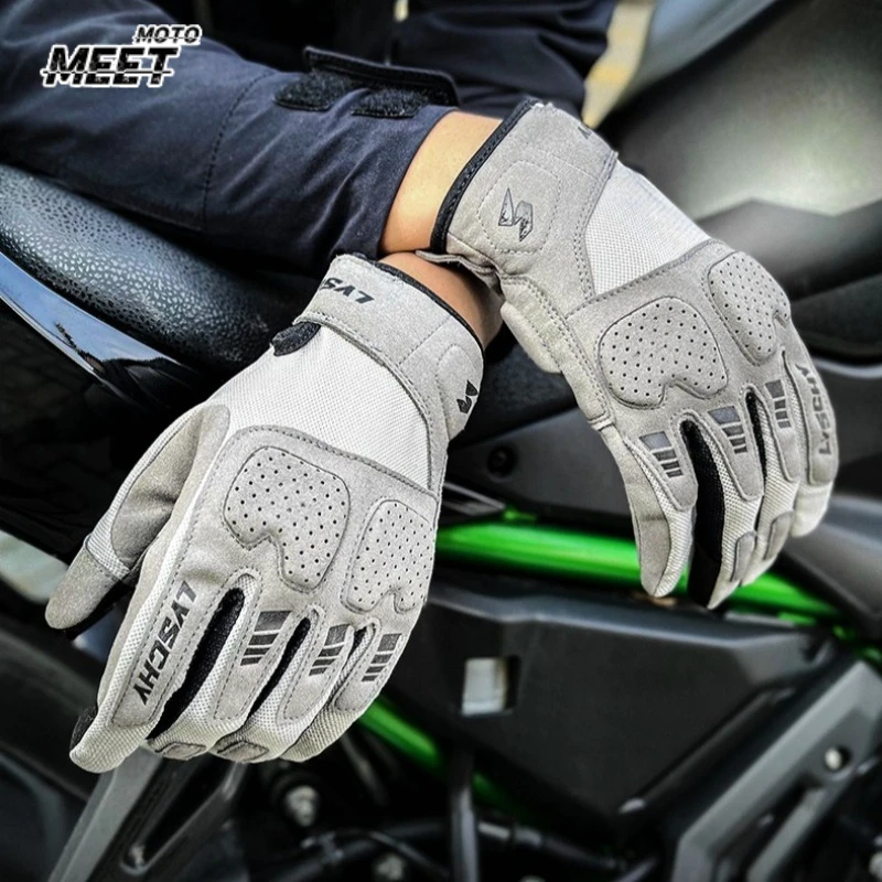 Lyschy thunder wings summer motorcycle riding gloves thin breathable anti-drop locomotive retro sunscreen 장갑