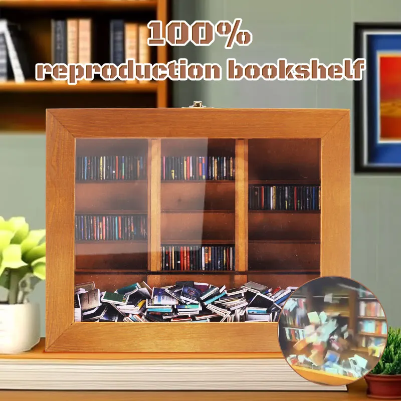 Creative Wooden Miniature Bookshelf With Books Small Ornaments Stress Relief Shake Away Your Anxiety Bookshelf Toy Birthday Gift