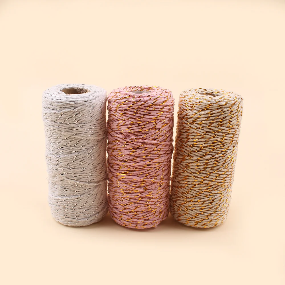 100m/roll 2mm Cotton Cord Colorful Cotton Rope Jute Twine for Home Decor Handmade Christmas Gift Packing Craft DIY Wrapping