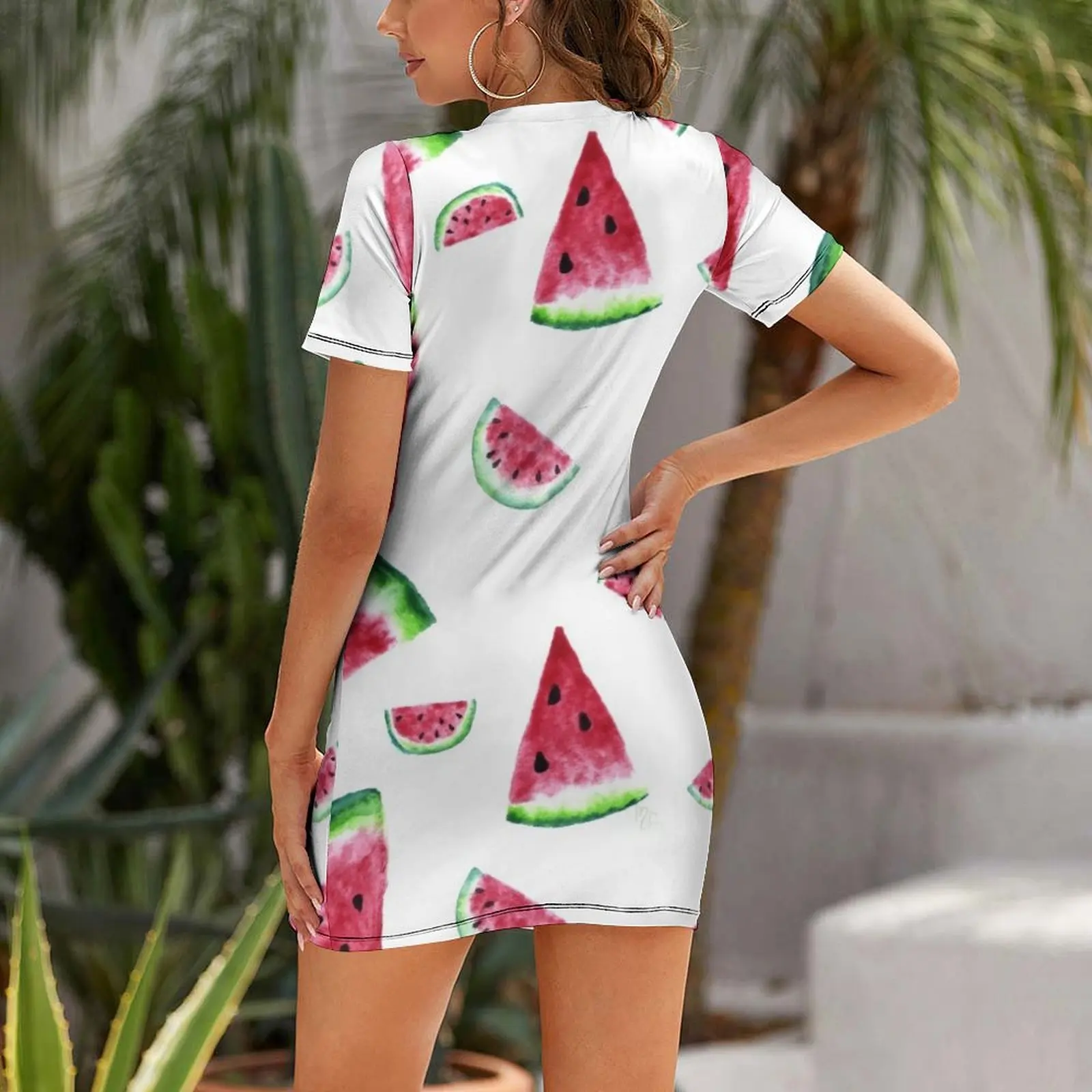 수박 프린트 반팔 드레스 럭셔리 이브닝 드레스 여성용 웨딩 여름 스커트 의류 드레스