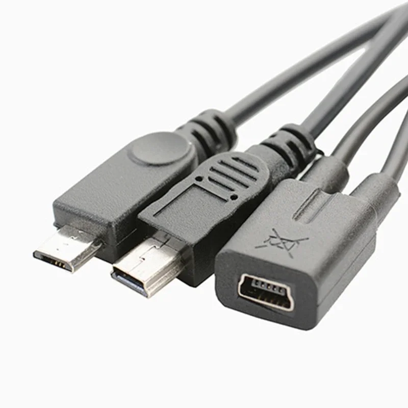 مرنة صغيرة 5Pin Y الفاصل كابل صغير USB الفاصل موسع كابل شحن الفاصل تمديد سلك كابل