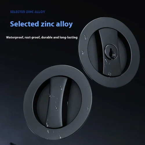 Imagen 2 del producto Cerradura de puerta corredera; cerradura de puerta corredera cuadrada para el hogar, dormitorio y baño con ganchos dobles