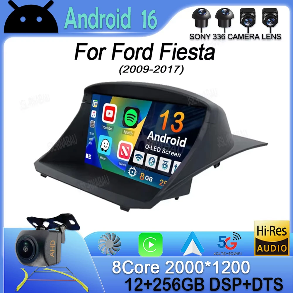 

Автомагнитола Carplay для Ford Fiesta 2009-2017, Android 13, GPS-навигация, мультимедийный видеоплеер, стерео 360, головное устройство с камерой