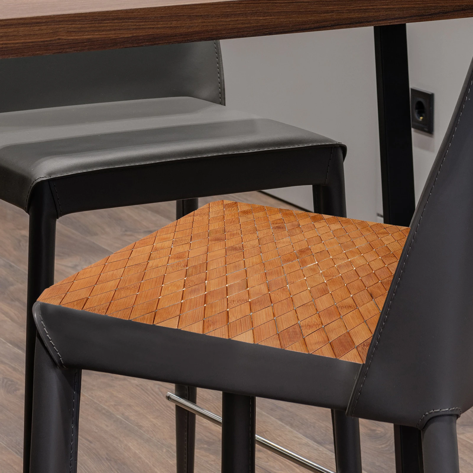 

Bamboo Chair Seat Pad Breathable Cooling Mat Cushion Square Woven ZF6541 Diamond Carbonized Color Car Driving