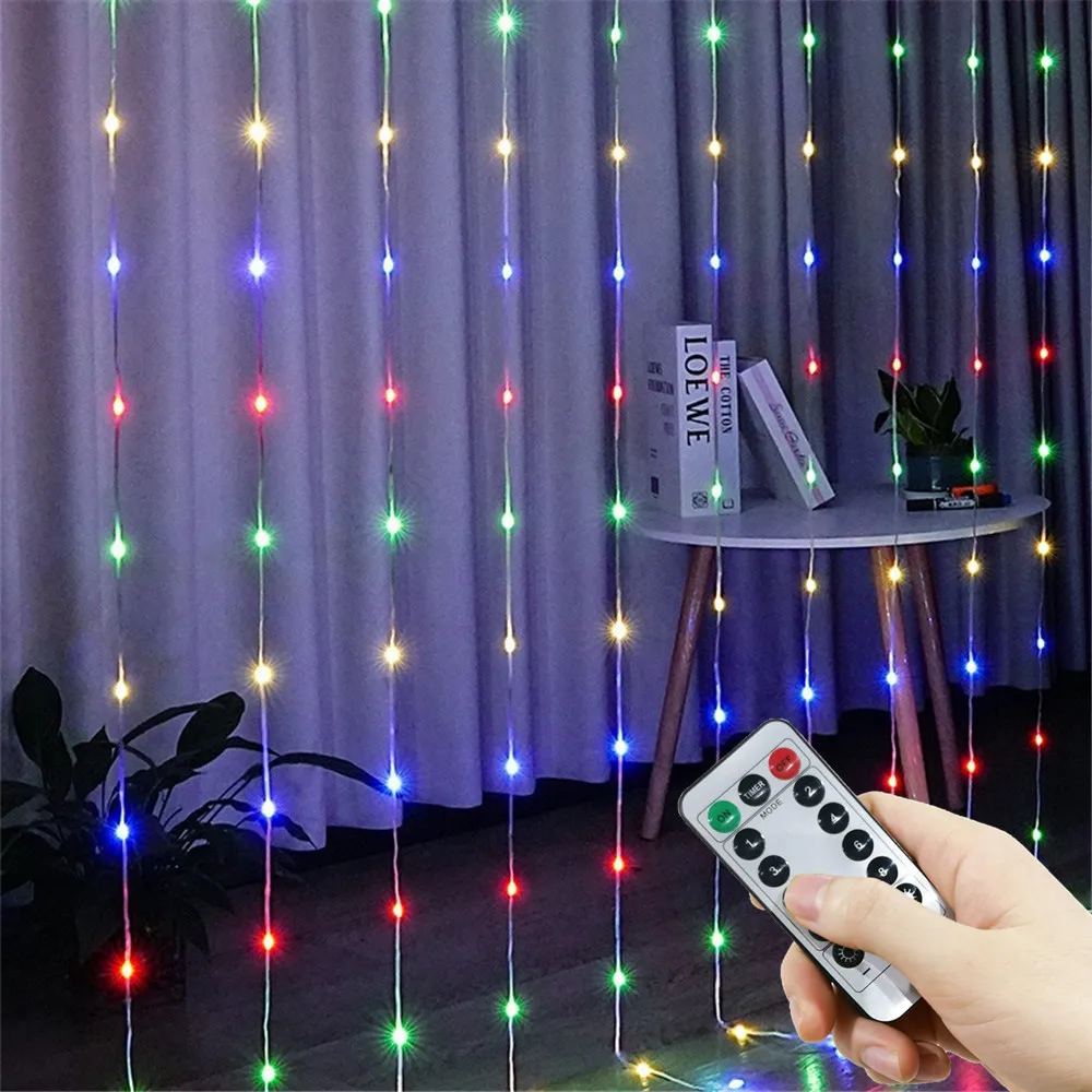 3/4/6 متر LED أضواء الستار USB مع جهاز التحكم عن بعد عطلة زينة عيد الميلاد للمنزل هالوين الزفاف غرفة نوم مصابيح حفلات