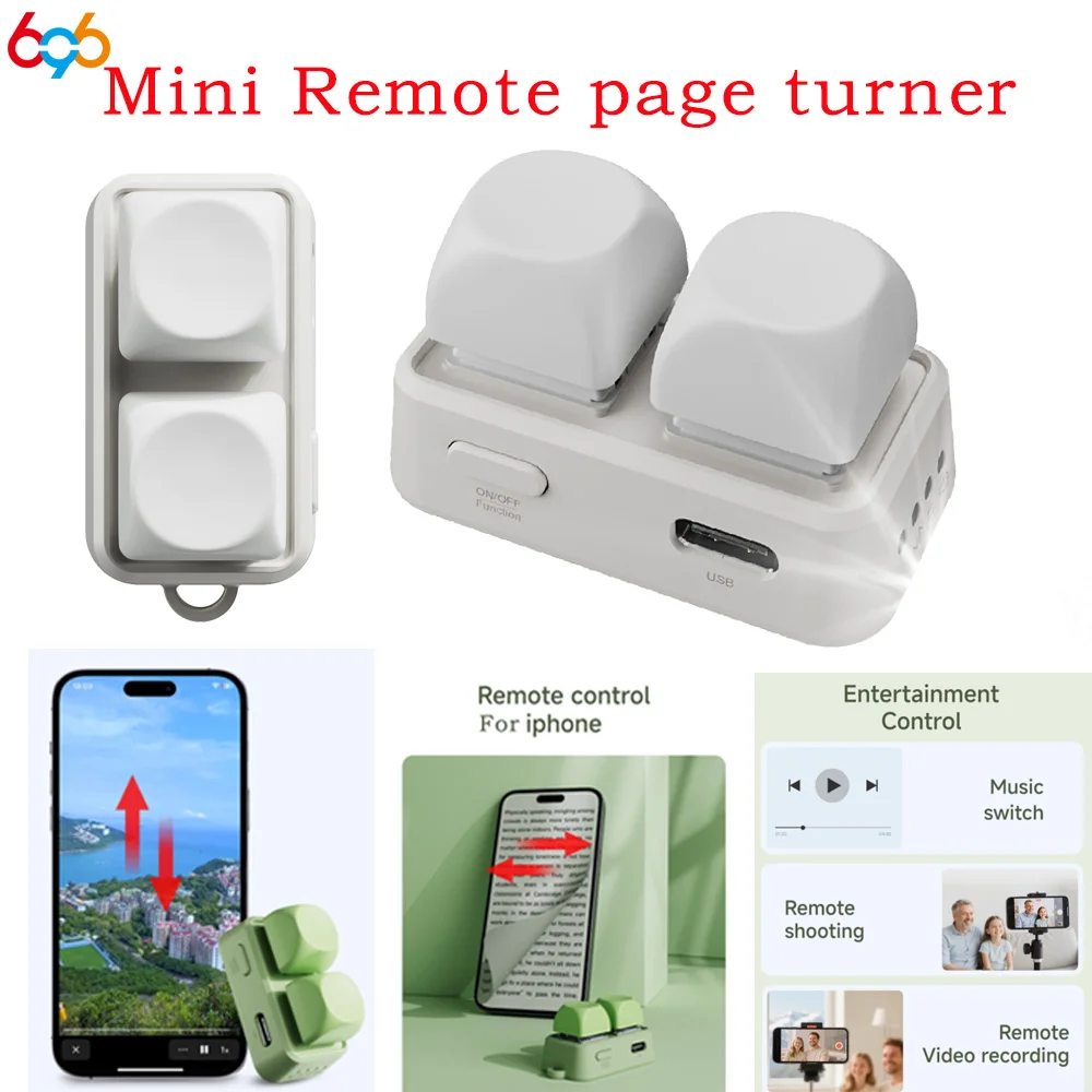 2025 Keypad Dual Button E-book Page Turner For Tablet Mobile Phone Blue Tooth Remote Control Swipe Short Videos For Android/IOS