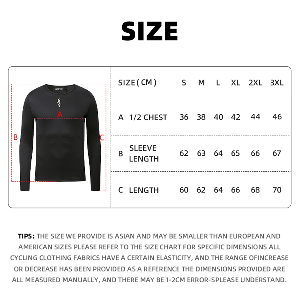 YKYWBIKE Herren Fahrrad-Unterhemd Winter Fahrrad-Untertrikot Herbst Warmes Langarm-Radtrikot MTB Thermo-Reitoberteil – Detail 1
