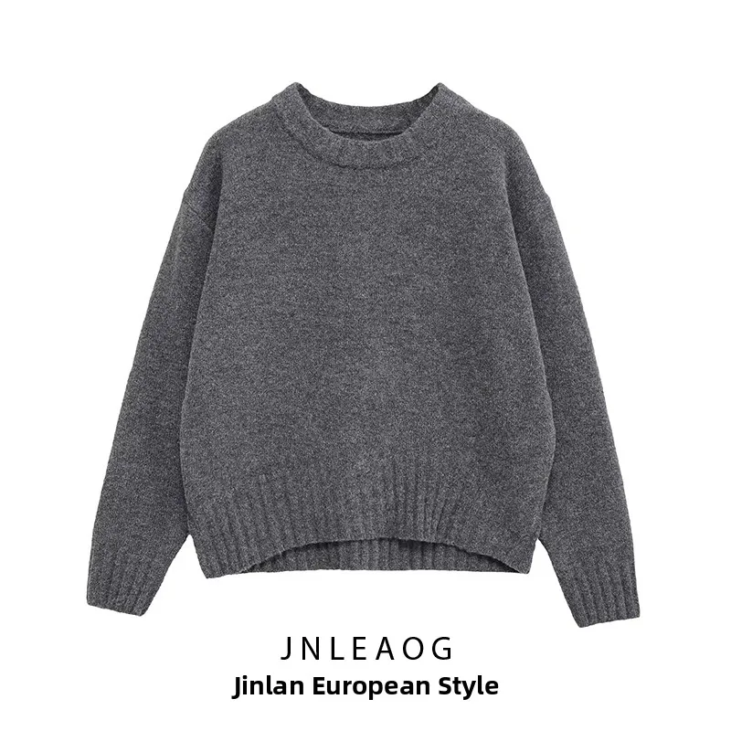 

Модный универсальный женский вязаный длинный топ JNLEAOG из полиэфирного волокна, круглый, свободный крой, осеннее новое поступление