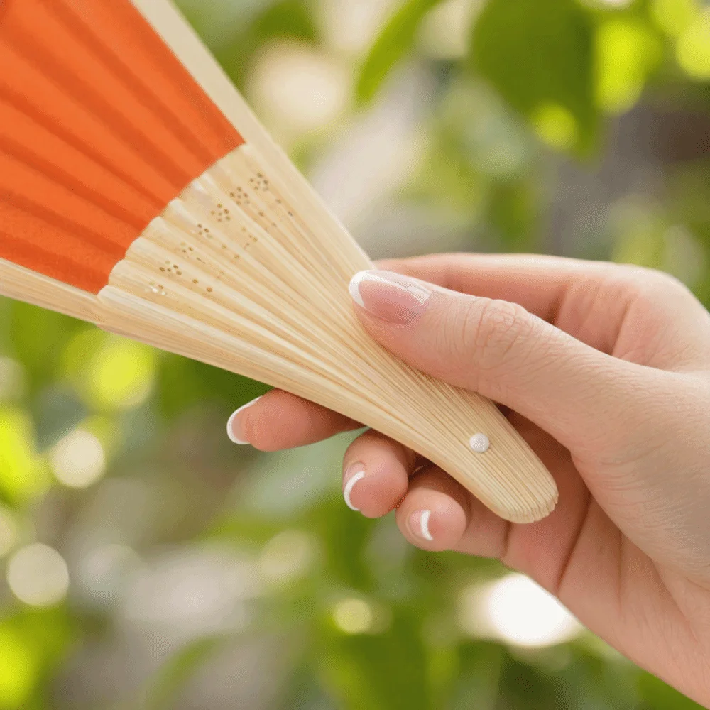 5PCS Paper Foldable Handheld Paper Fan 8.3in Collapsible Compact Structure Portable Travel Hand Fan Blank Solid Color Surface