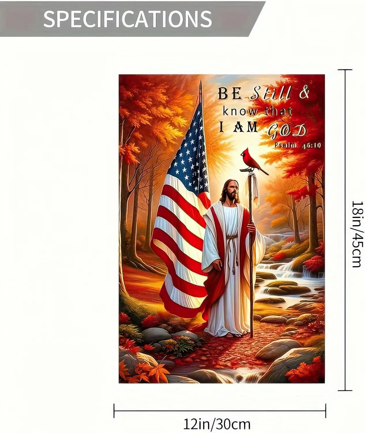 Christian Jesus and American Flag Garden Flag 12x18 Inch Double Sided Religious Patriotic Yard Banner Fall Autumn Thanksgivi EEZ