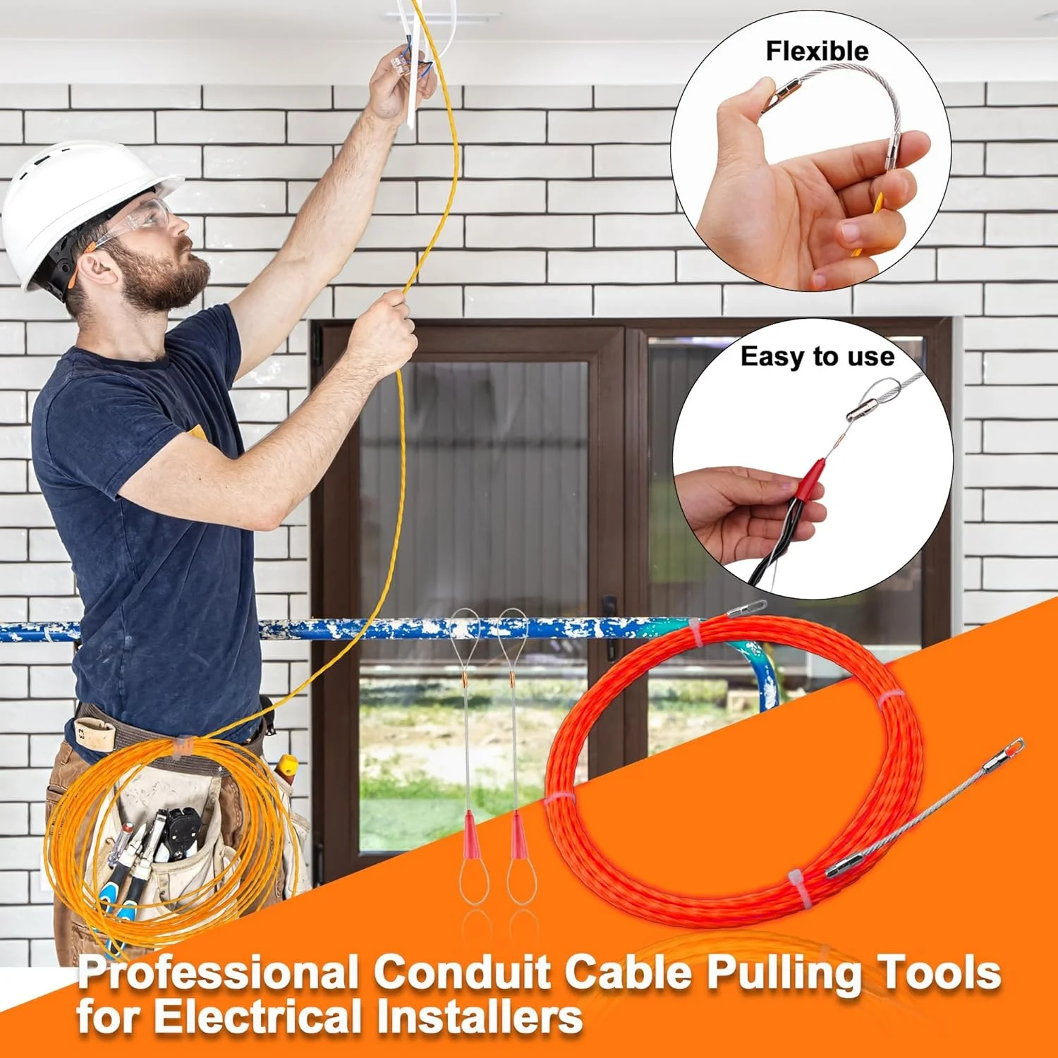4mm 5m-30m Cable Puller Electrician Tape Conduit Ducting Wall Wire Threader Fish Guide Electrician Push Tape Nylon Wire Puller