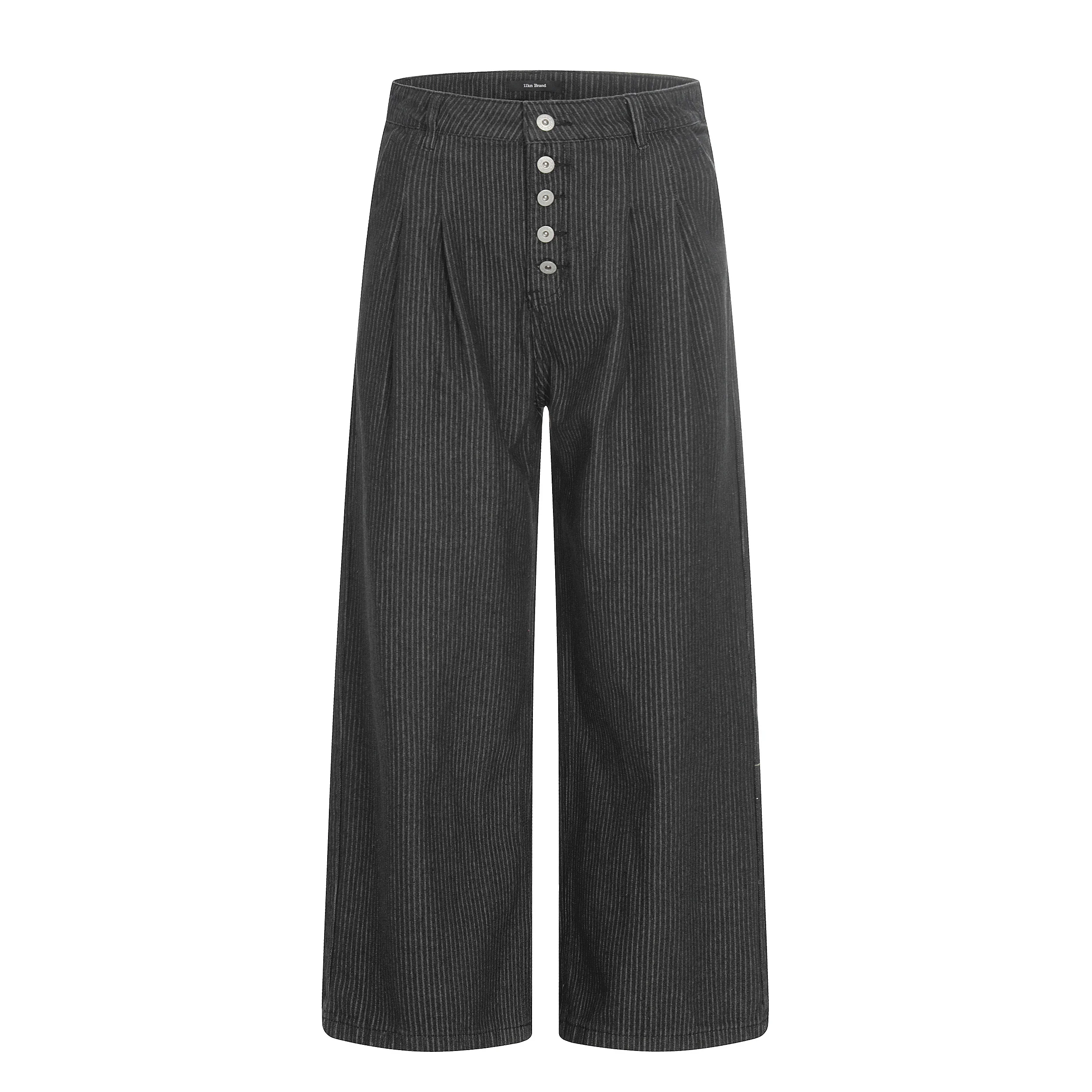 

GXFortune American Retro Pleated Striped Loose Wide Leg Jeans ex High Waist Denim Pants Casual Straight Cut Trousers