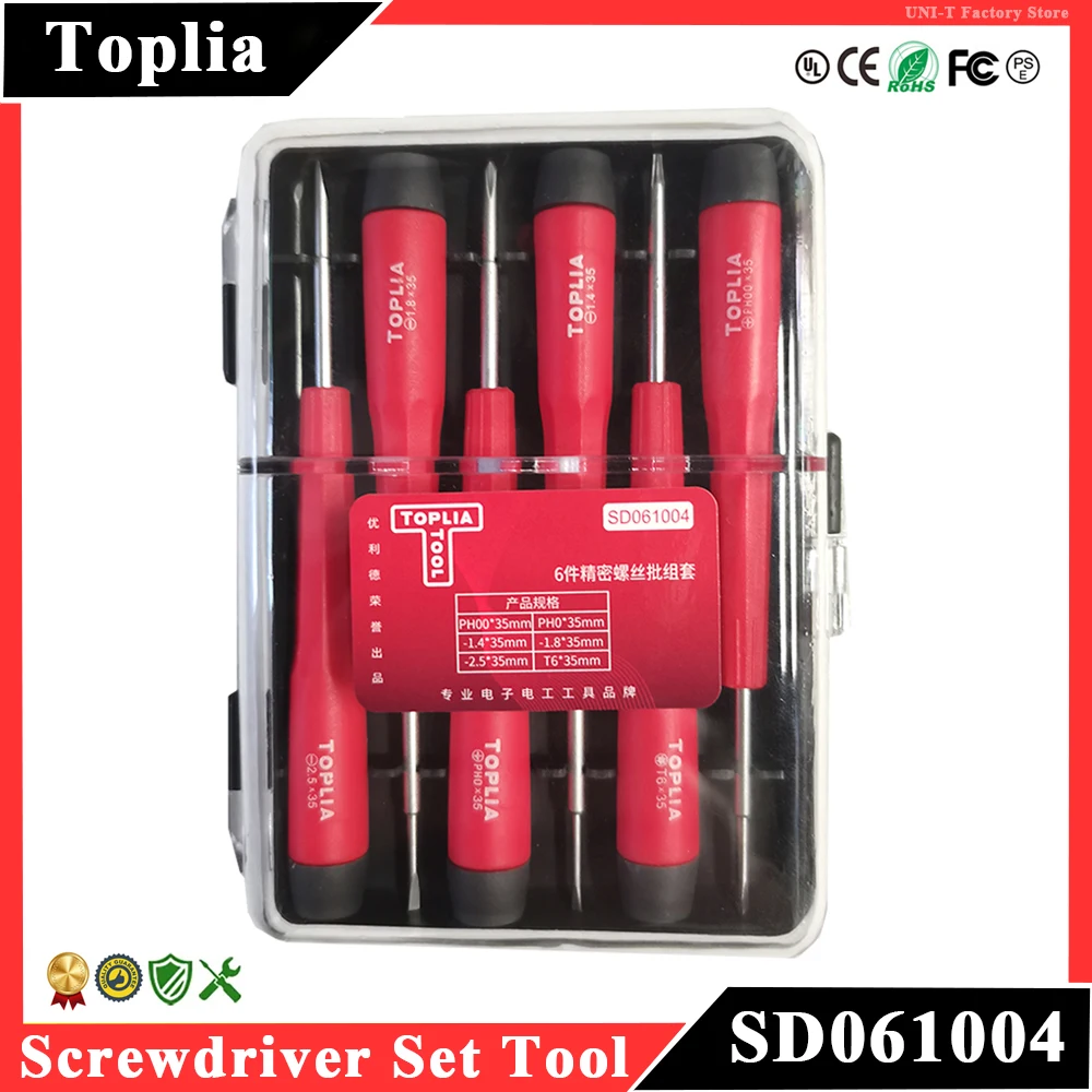 TOPLIA Precision Screwdriver Set PH00/PH0/-1.4/-1.8/-2.5/T6*35mm Professional Screwdriver Tools