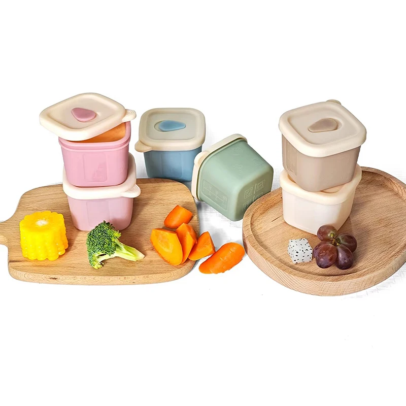 

Baby Food Containers with Lids Silicone Baby Food Storage Boxes for Infant Toddlers Leakproof Freezer Reusable Baby Food Jars