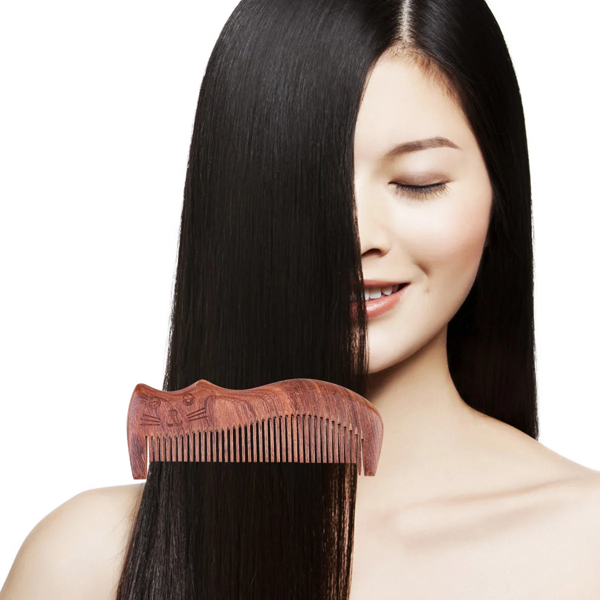 

Sandalwood Comb Wooden Combs for Women Massage Detangling Slick Teasing Parting Beard Hair Care Tools Retro Style Smooth Teeth