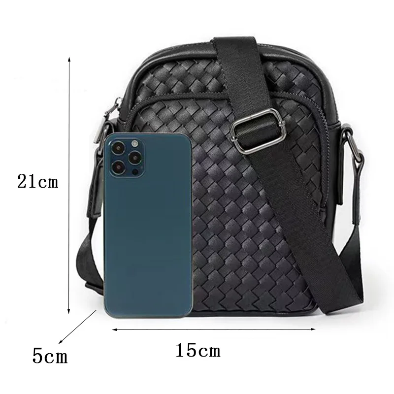 Bolso de hombro para hombre, bolsa de pecho pequeña, almacenamiento de teléfono de viaje, tejido a mano, informal, a la moda, novedad