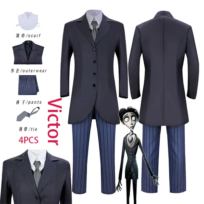 

WHH Movie Tim Burt Bride Victor Van Dort Cosplay Costume Jacket Pants Cosplay outfits Nice Stitching Men Halloween Party Restor