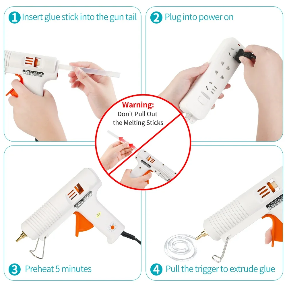 150W EU plug 220V  Hot Melt Glue Gun Smart Adjustable Temperature  Copper Nozzle Heater Muzzle Diameter 11mm Craft  Repair Tool