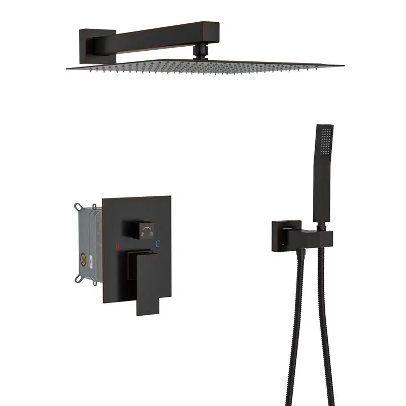 

12" Wall Mount Dual Showerhead System with Rough-in Valve, Oil Rubbed Bronze Finish