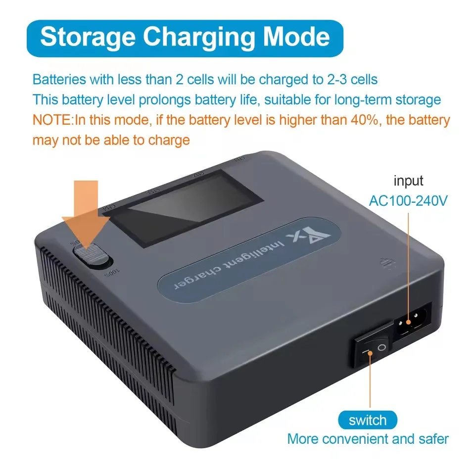 For Mavic 3 Battery Digital Charger Storage and Charging Mode Fully Charged with 4 Batteries for approximately 150 minutes