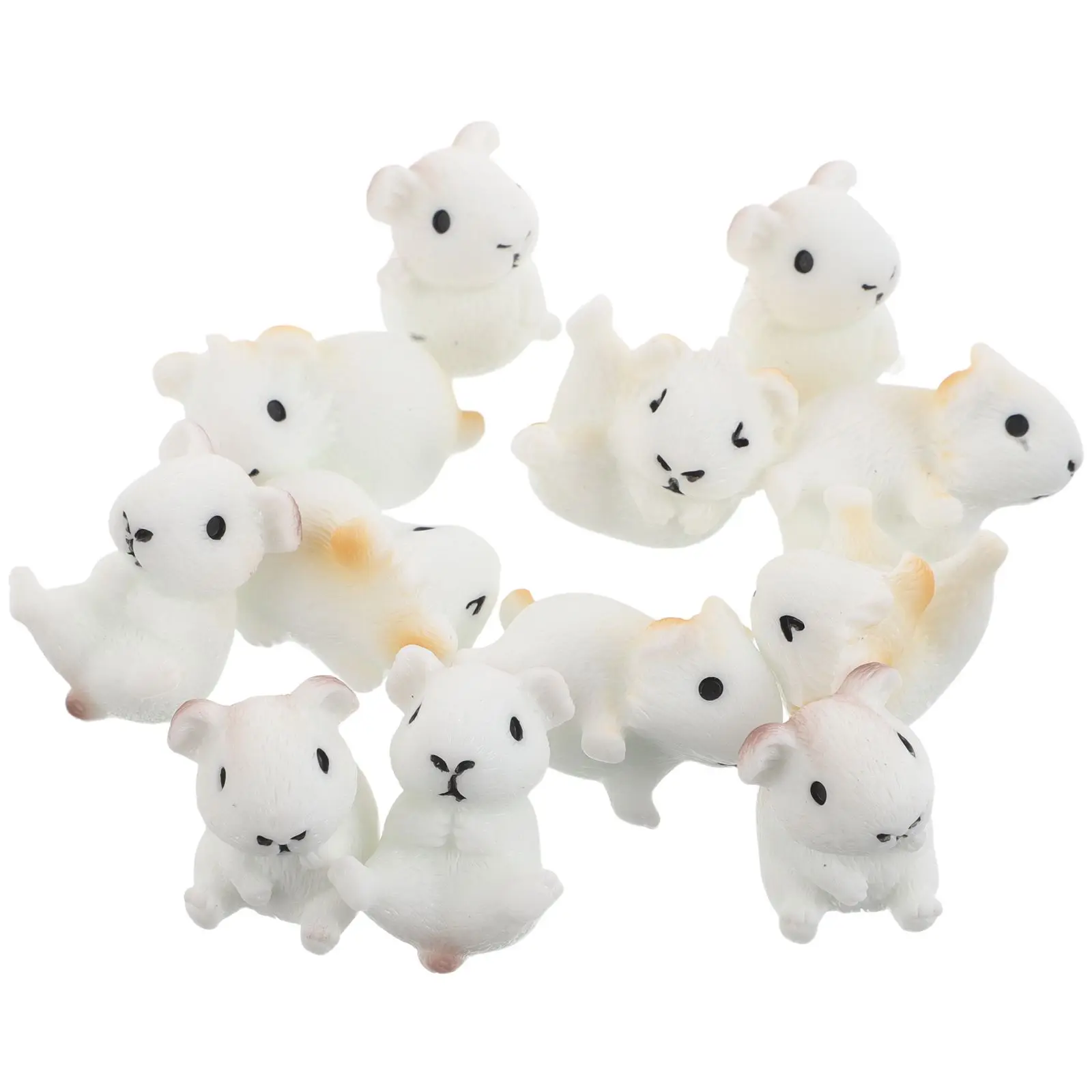 12 Pcs Animal Ornaments Mini Figurines Cute Guinea Pig Desk Decor Resin Micro Landscape Garden Accessories Plant Model