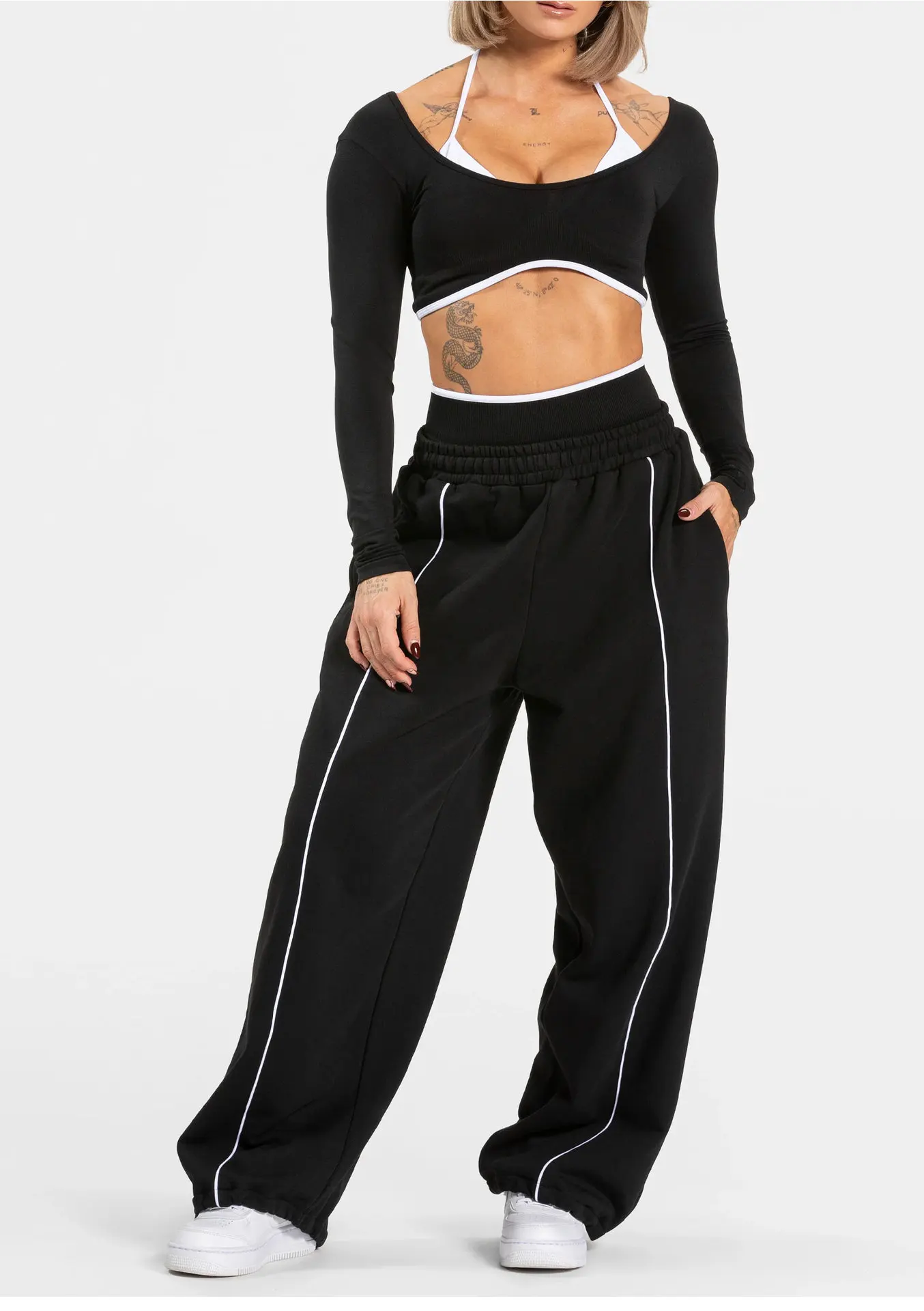 Siren Chic Women's High Waist Stretch Yoga Pants Loose Straight Leg Casual Sports Pants Comfortable Fitness Workout Trousers