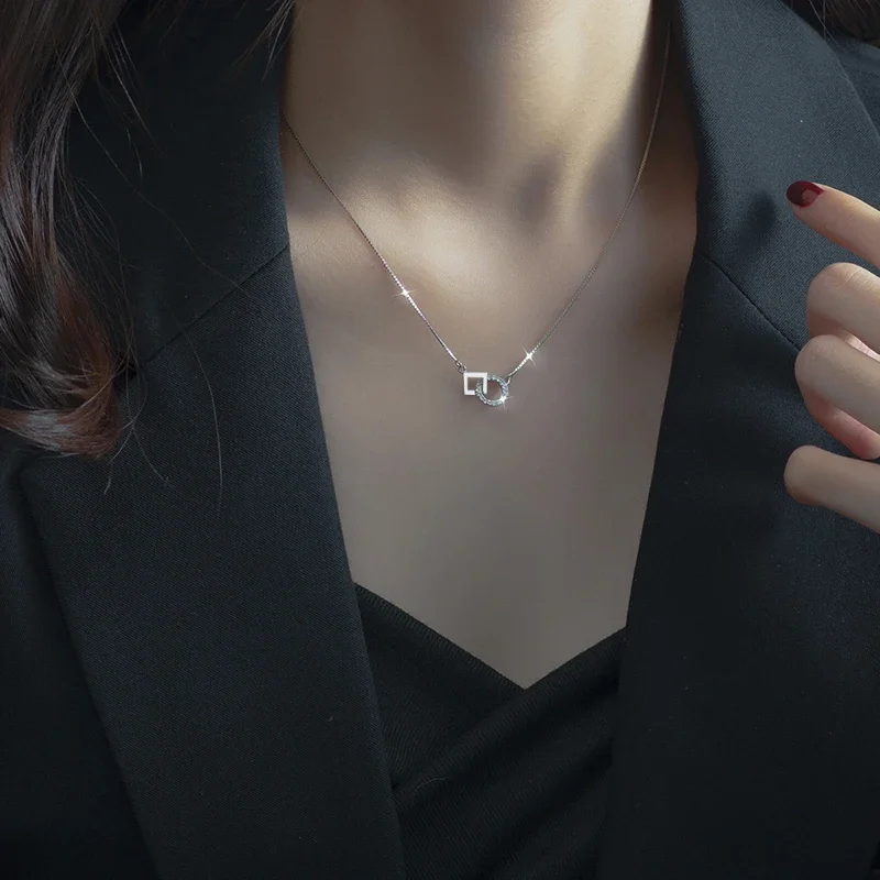 925 sterling silver necklace women's cold wind light luxury sweater chain versatile collarbone chain