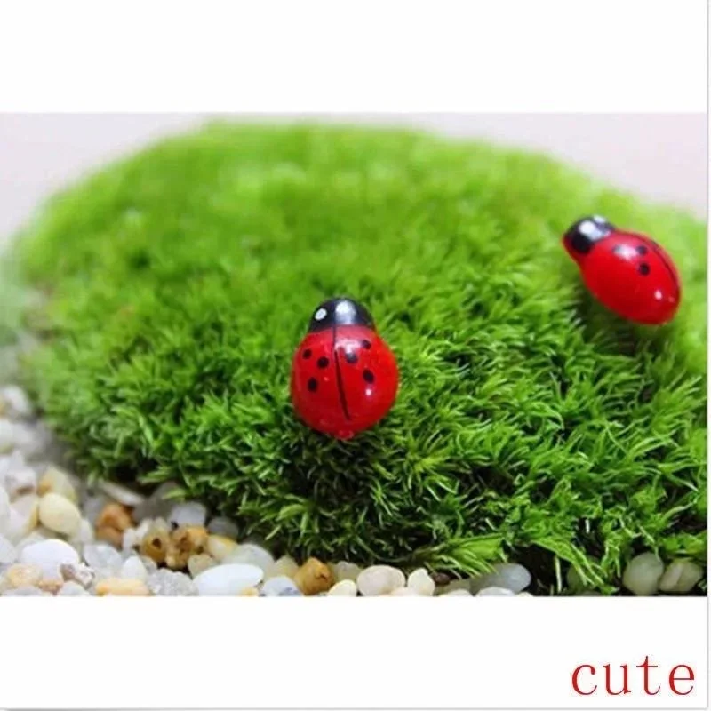 50pcs Miniature Micro Landscape Ladybug Beatles Ornaments Wooden Crafts DIY Small Garden Decoration