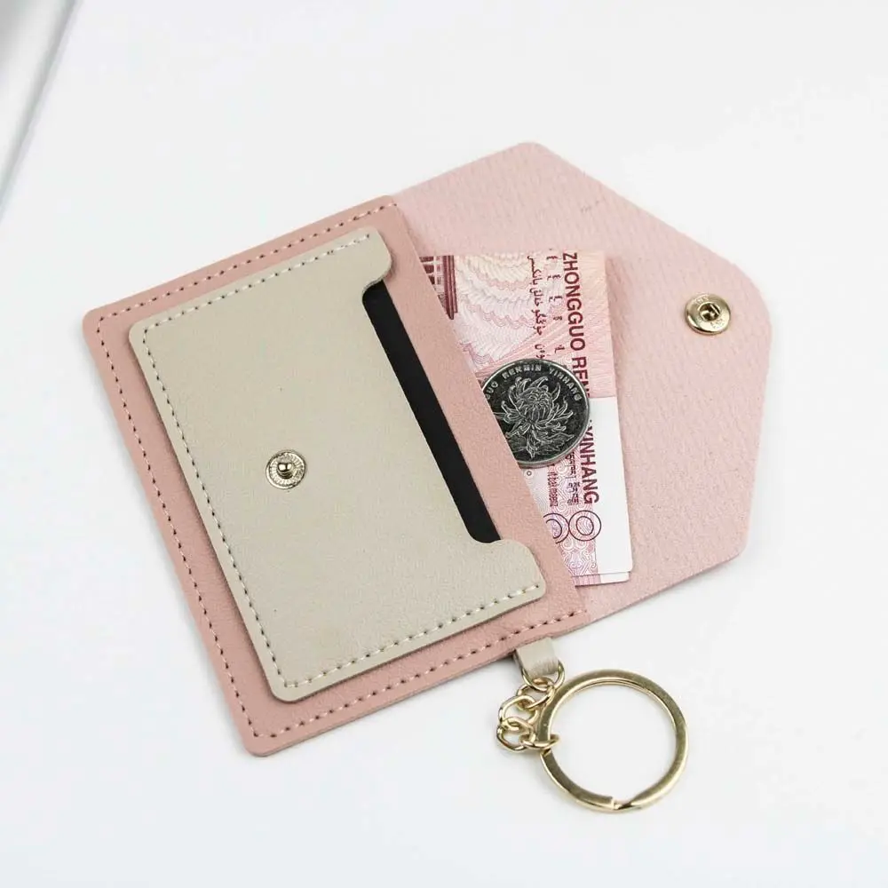 Candy Color Small Coin Pocket Student With Keychain Card Case Korean Style Card Holder Slim Wallet Coin Purse ID Card Holders