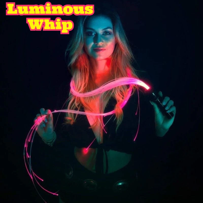 LED Fiber Optic Glow Whip Colorful Flashing Whip Bar Club Party Event Carnival Atmosphere Dancing Stage Glowing Handheld Light