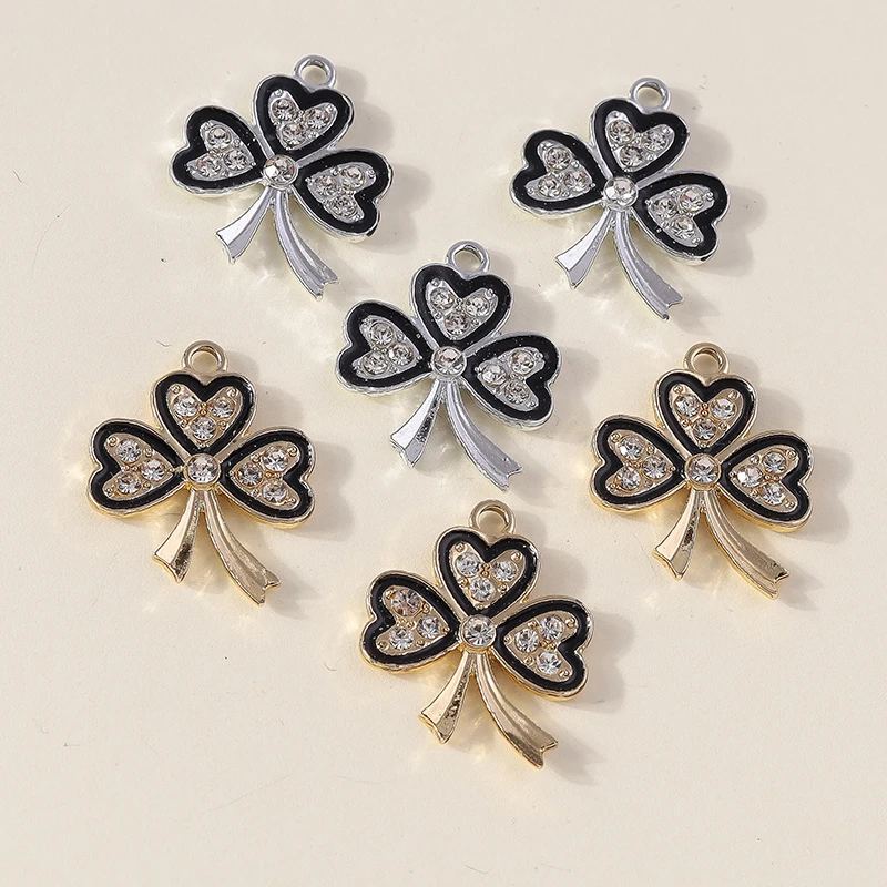 Leslie 10 Stück Luxus-Kristall-Glücksanhänger mit vierblättrigem Kleeblatt für handgefertigten DIY-Schmuck, Statement-Halsketten, Ohrringe, Armbänder und Anhänger – Detail 5