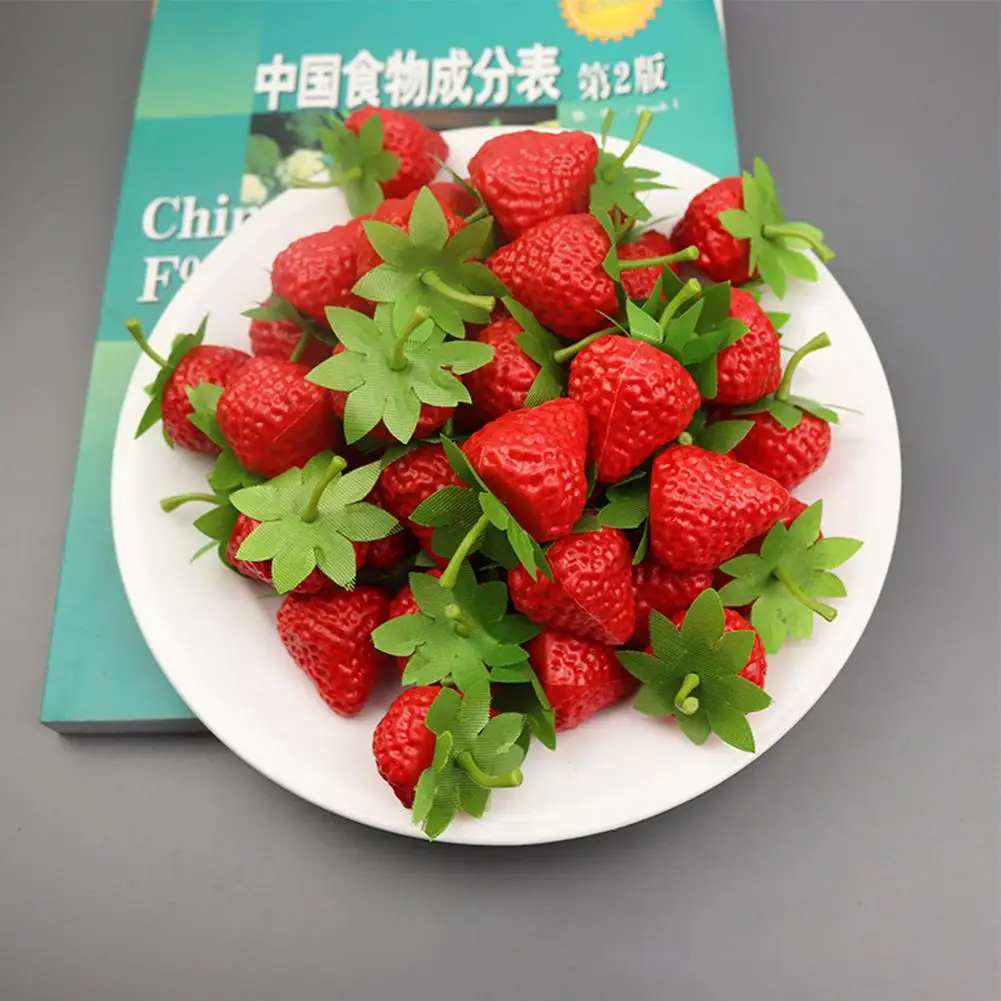 20pcs 3.5cm Artificial Fake Strawberry Photography Props For Home Kitchen Cabinet Party Decoration