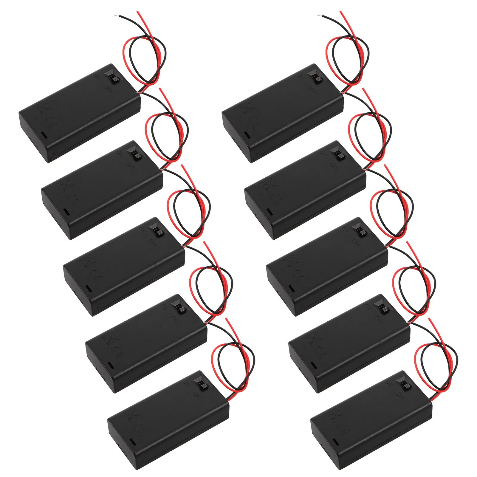 10Pcs Aa Battery Holder Case with Cover Lead Wires Secure Battery Box for DIY Electronics Circuits Projects School Crafts