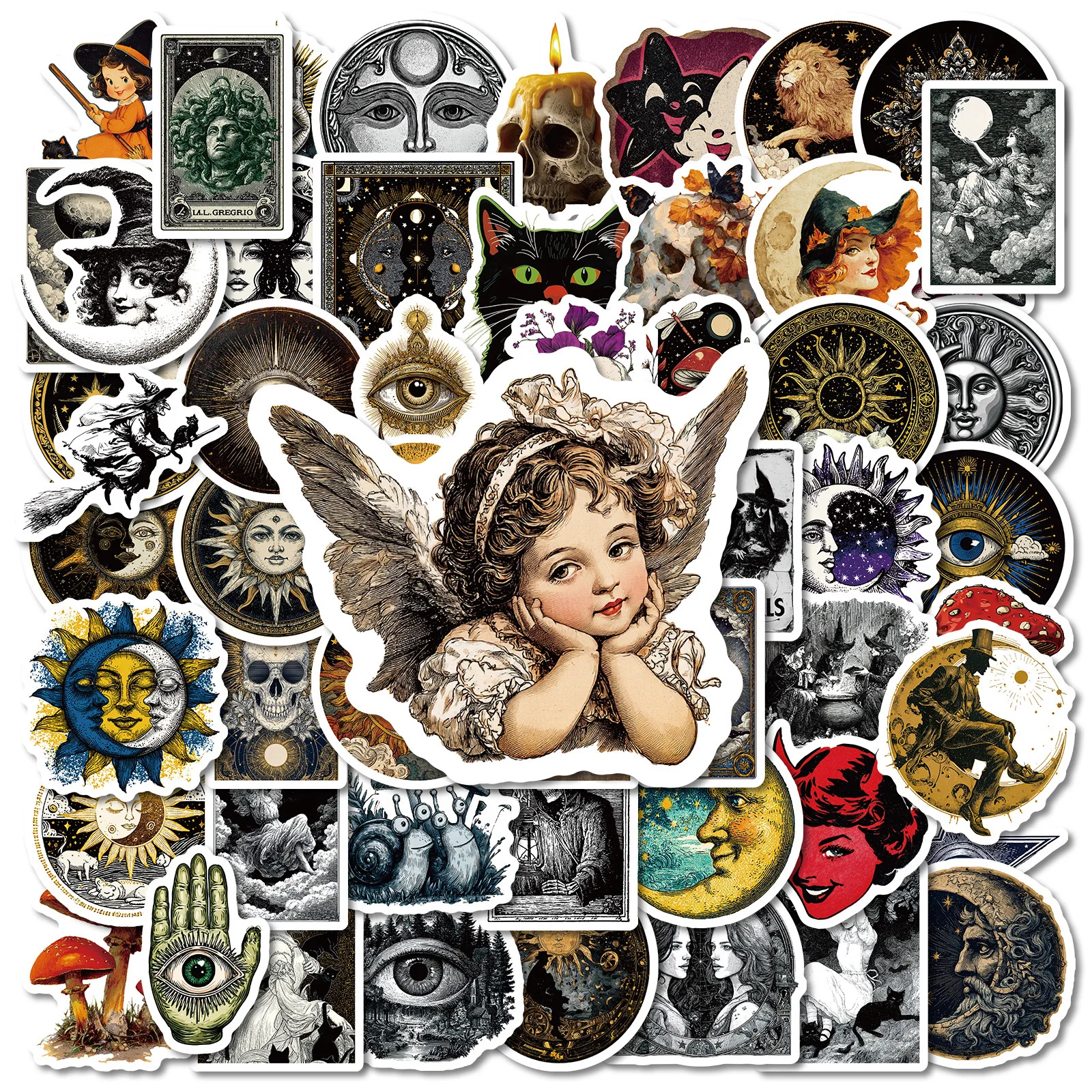 56PCS Dark Graffiti Stickers Nordic Retro Style Creative Decorative Mobile Phone Case Notebook Water Cup Kids Toys Gifts Sticker