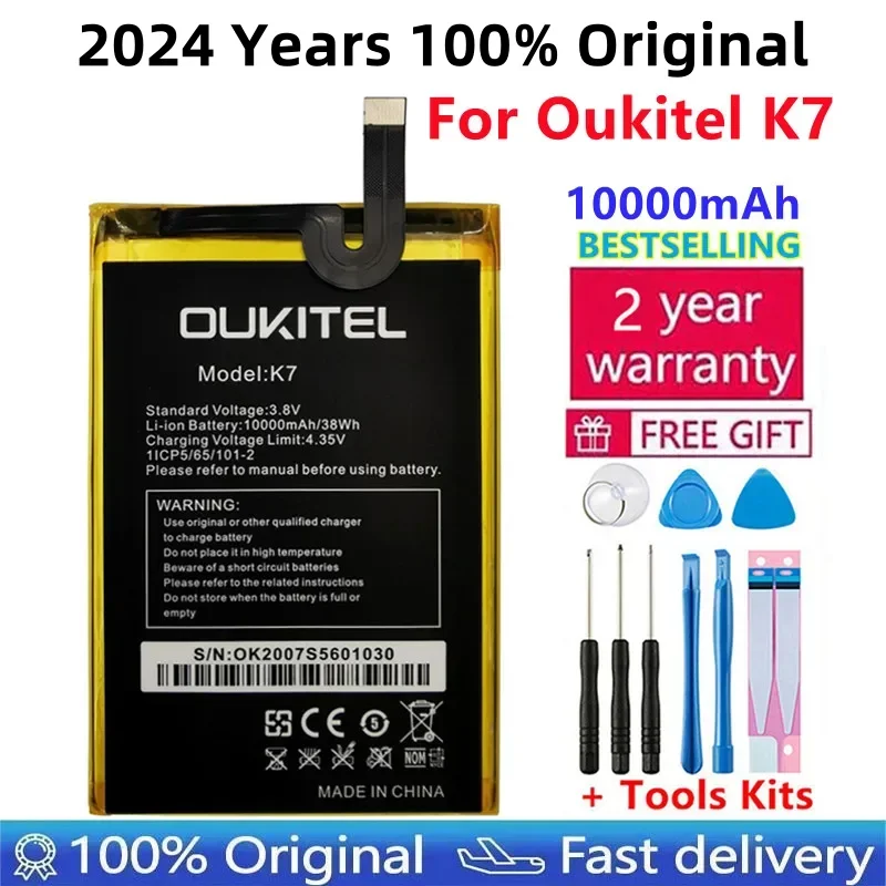 2024 Years 100%Original 10000mAh Battery Replacement High Quality  For Oukitel K7 Power Smart Phone  Batteries+Tools комплект аккумулятора karcher battery power 36 25 dw eu 36 в 2 5 ач