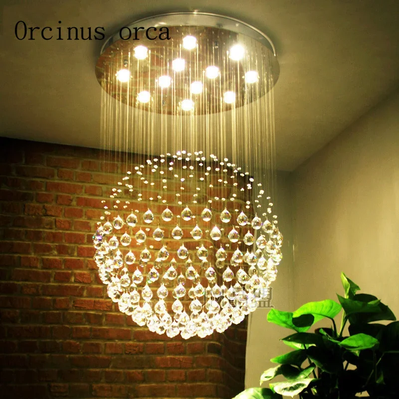 

Crystal chandelier round led modern simple warm double staircase bedroom clothing store living room dining room Chandelier