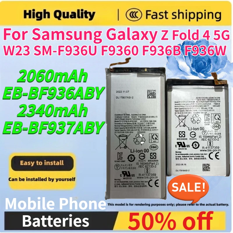 2060/2340mAh EB-BF936ABY EB-BF937ABY 3.8V Mobile Phone Batteries for Samsung Galaxy Z Fold 4 5G W23 SM-F936U F9360 F936B F936W