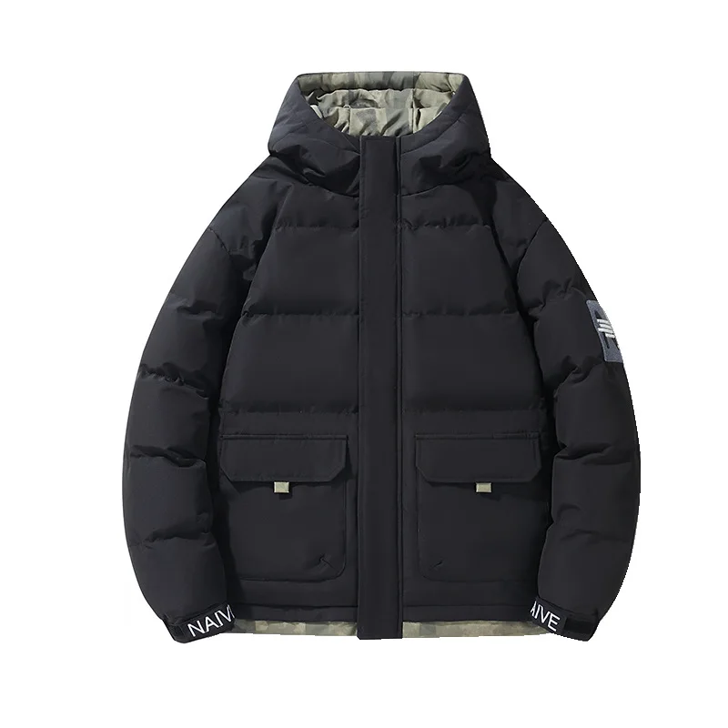 Winter warm thick padded jacket men's fashion hooded casual padded jacket loose young cotton-padded jacket with winter clothes