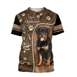 Vintage Rottweiler Men's T Shirt 3D Printed Casual Permeability Short Sleeves Cool O Neck Tops Custom Name Kid Men Clothing